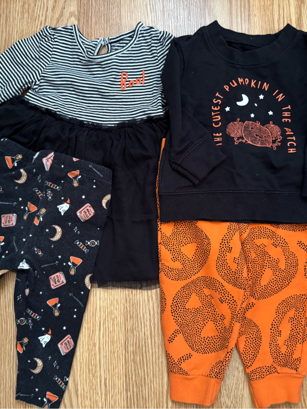 Carter's Black and Orange Halloween Kids Outfit bundle